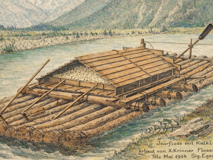 Isarflo&szlig; mit Kalkladung, &copy; Archiv Fl&ouml;&szlig;erstra&szlig;e e.V. 