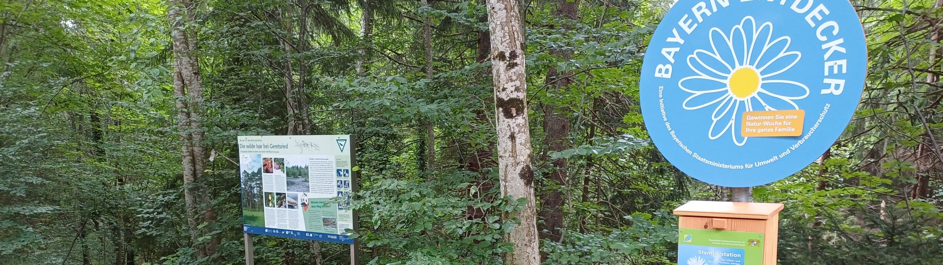 Natur Entdecker Stempelstation + Infotafel am Isardamm, &copy; Stadt Geretsried
